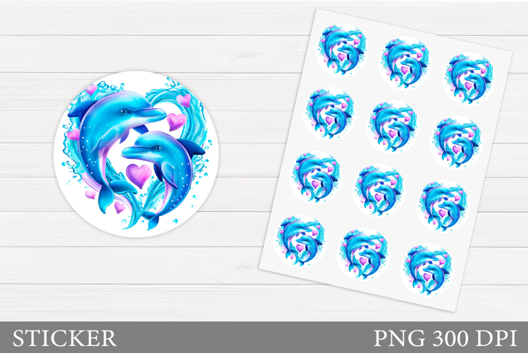 Dolphins Sticker Design. Cute Dolphin Sticker Printable