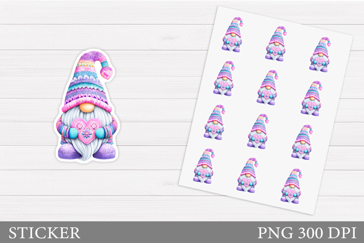 Valentines Gnome Sticker. Valentines Gnome Sticker Printable