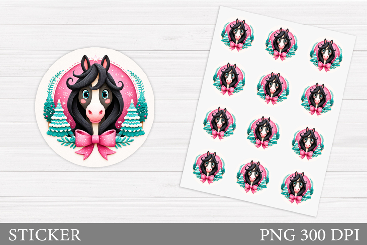 Christmas Horse Sticker. Christmas Horse Sticker Printable