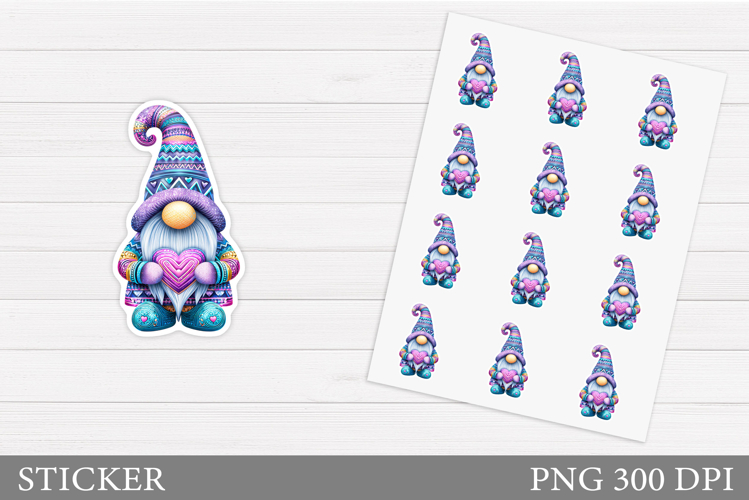 Valentines Gnome Sticker. Valentines Sticker Printable
