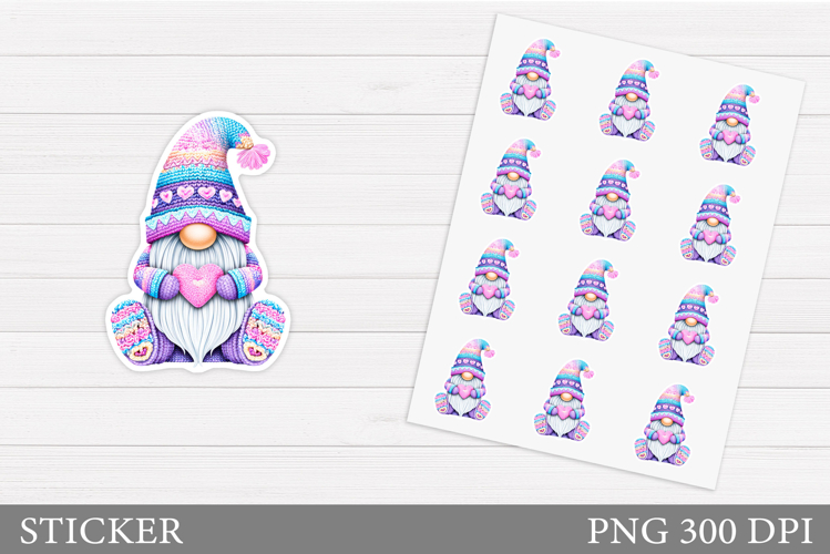 Valentines Gnome Sticker. Valentines Sticker Printable