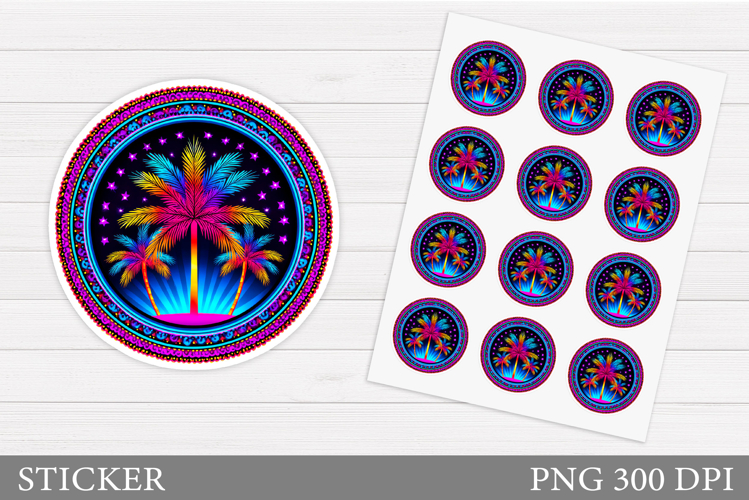 Palm Tree Sticker Design. Sea Sticker Printable