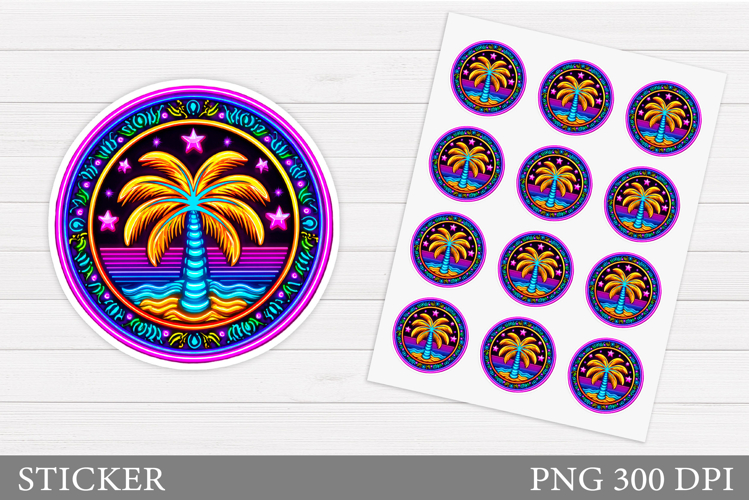 Palm Tree Sticker Design. Sea Sticker Printable