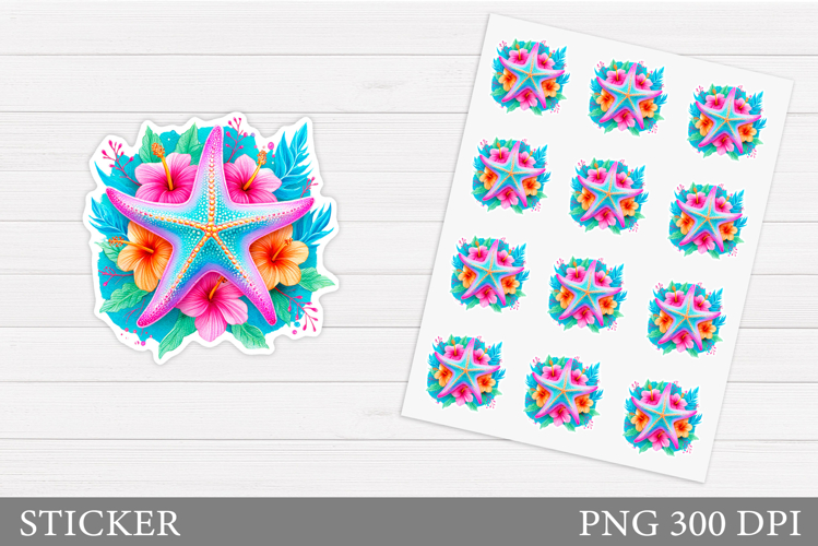 Starfish Sticker Design. Sea Sticker Printable