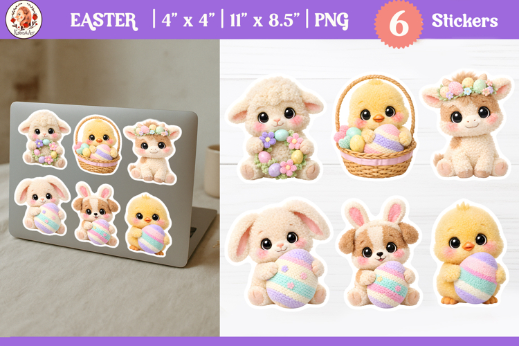 Easter Cute Farm Animals Stickers