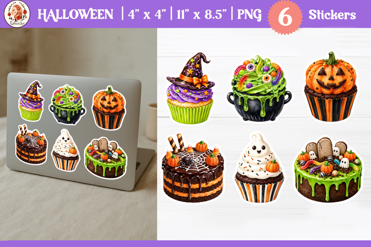 Halloween Bakery Sticker | spooky dessert designs |