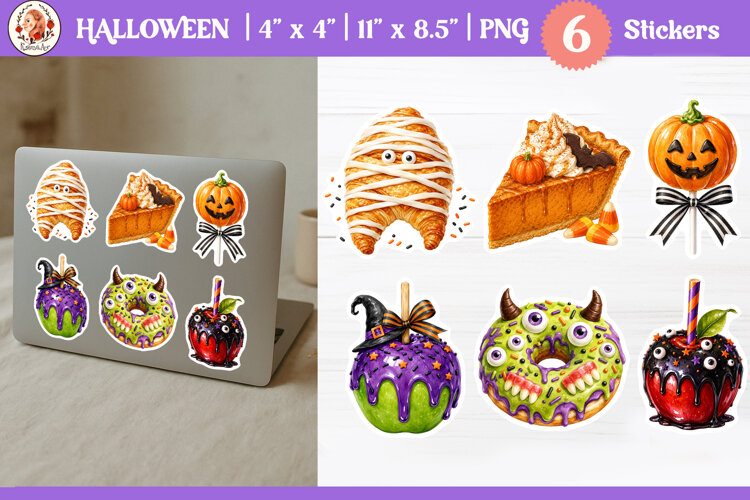 Halloween Bakery Sticker | spooky dessert designs | example image 1