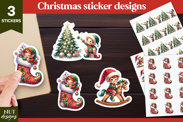 Christmas stickers png Christmas whimsical Elf Sticker