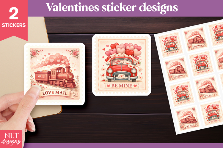 Vintage Valentine Mail Stickers Stamp Valentine Stickers