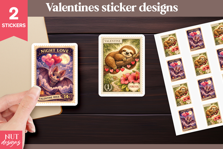 Vintage Valentine Love Stickers Stamp Valentine Stickers