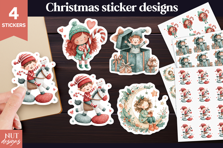 Christmas stickers png Whimsical Christmas Kids Stickers
