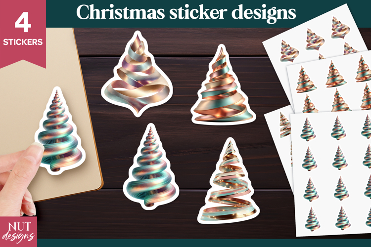 Christmas stickers Metallic Ribbon Christmas Tree Stickers