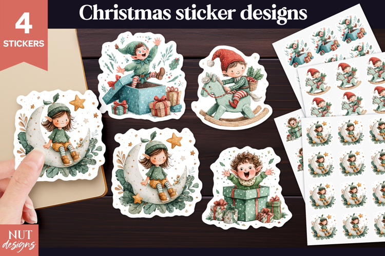 Christmas stickers png Whimsical Christmas Elves Stickers