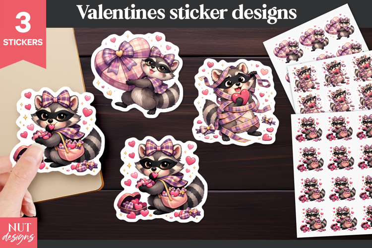 Valentine stickers, Valentine Raccoon thief Sticker