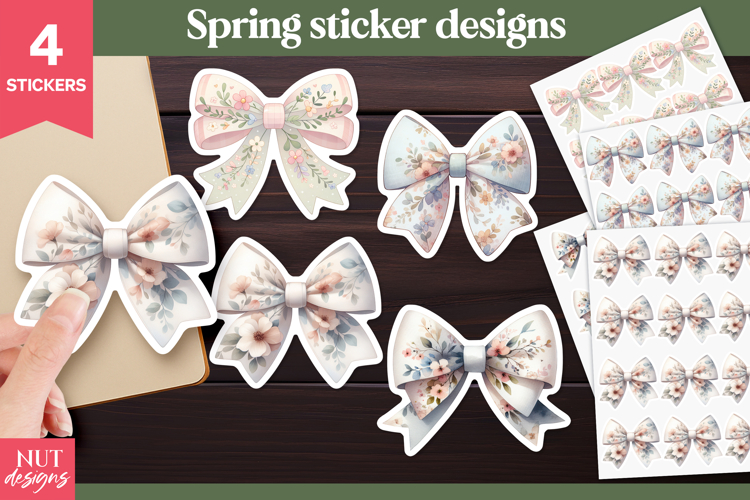 Spring Bow sticker, Coquette Bows Stickers, Floral Bow