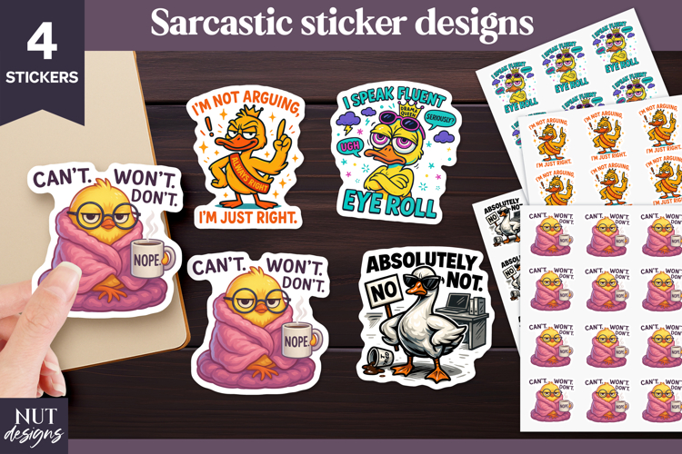 Sarcastic office sticker, Cartoon office worker, Silly goose