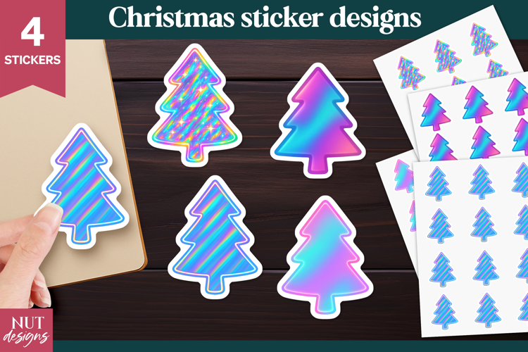 Christmas stickers Holographic Christmas Tree Stickers
