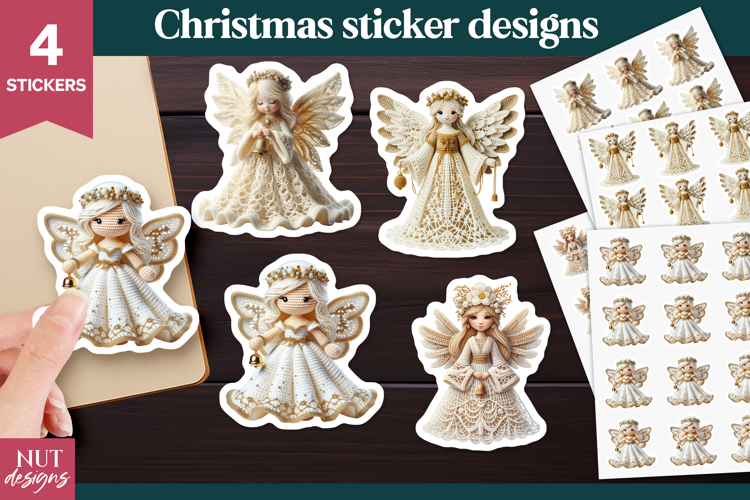 Cute Christmas stickers Crochet Christmas Angel Sticker