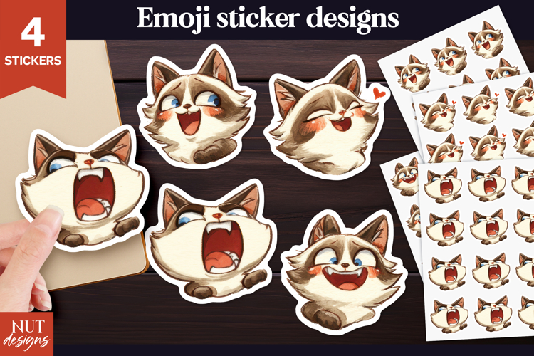 Grumpy Cat Emoji sticker, Baby Cat sticker, Children sticker