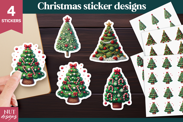 Cute Christmas stickers Crochet Christmas Tree Sticker