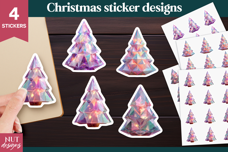 Christmas sticker Iridescent Crystal Christmas Tree Stickers