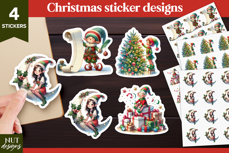Christmas stickers png Christmas whimsical Elf Sticker