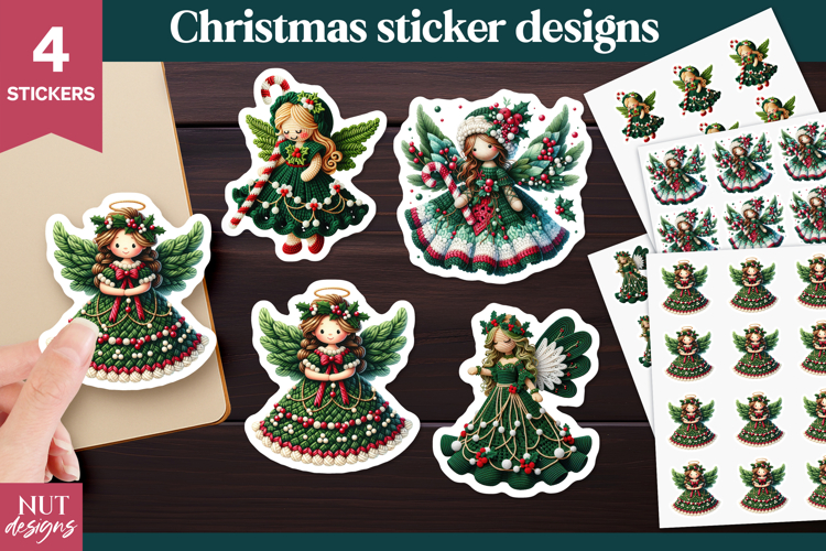Cute Christmas stickers Crochet Christmas Angel Sticker
