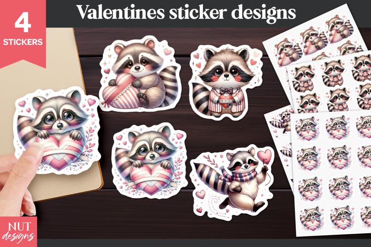 Valentine stickers, Valentine Raccoon thief Sticker