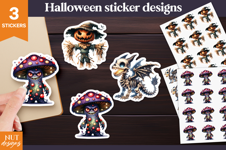 Cute Halloween stickers Halloween monsters Spooky creatures