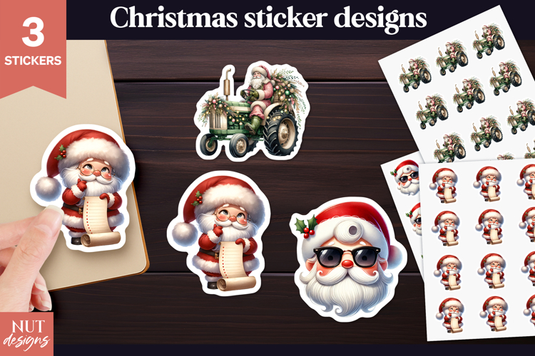 Christmas stickers png Cute Santa Christmas Stickers