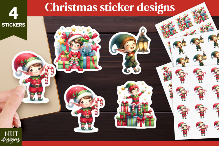 Christmas stickers png Christmas whimsical Elf Sticker