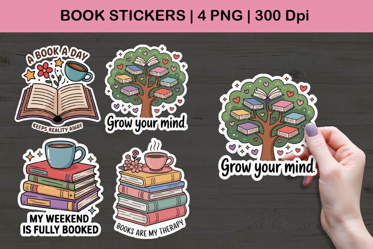 Book Stickers | Cute Reading PNG Illustrations