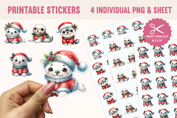 Christmas Seal Stickers 4 PNGs
