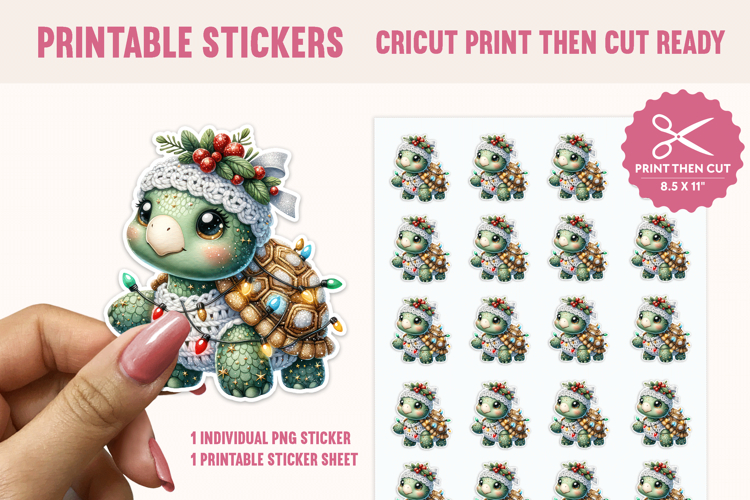 Christmas Turtle Print Then Cut Sticker