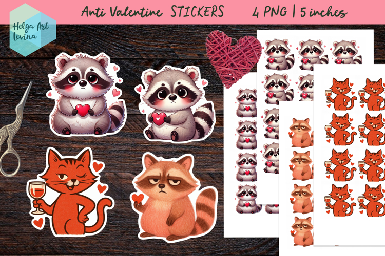 Anti Valentine, Stickers printable PNG