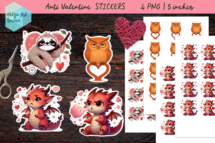 Anti Valentine, Stickers printable PNG