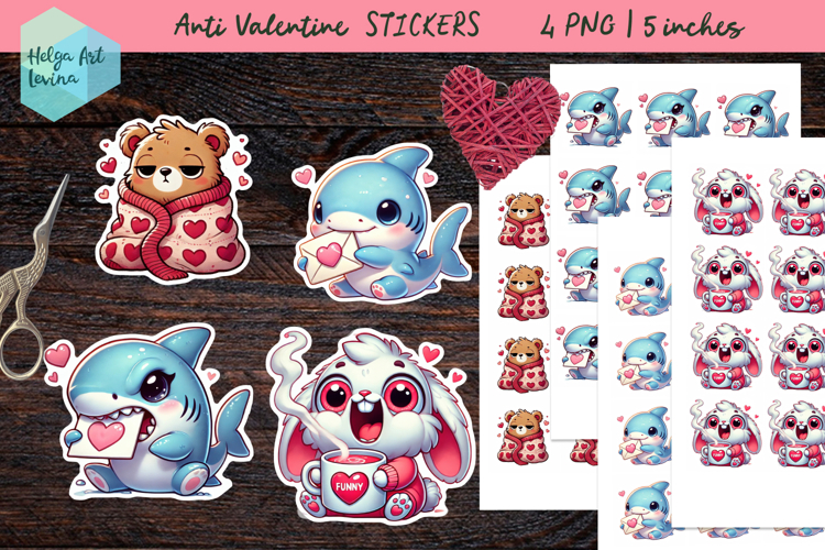 Anti Valentine, Stickers printable PNG