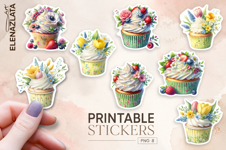 Cupcake Sticker Clipart, Sticker PNG Clipart