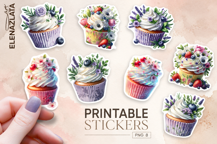 Cupcake Sticker Clipart, Sticker PNG Clipart