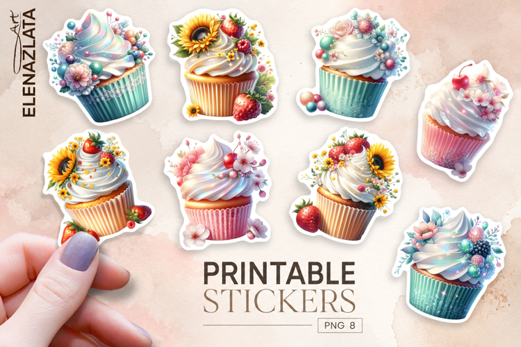 Cupcake Sticker Clipart, Sticker PNG Clipart