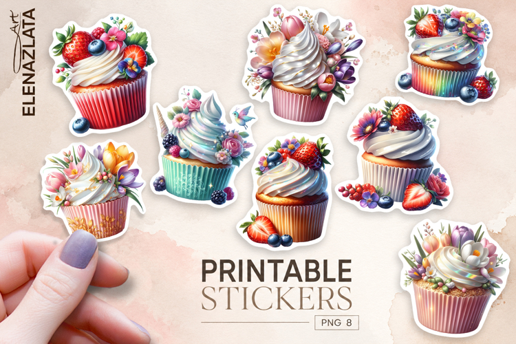 Cupcake Sticker Clipart, Sticker PNG Clipart
