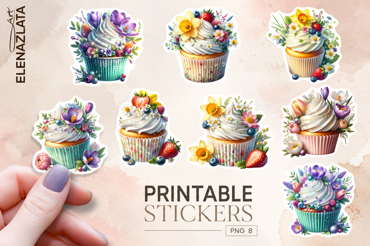 Cupcake Sticker Clipart, Sticker PNG Clipart