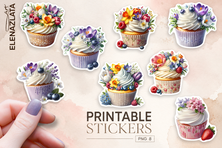 Cupcake Sticker Clipart, Sticker PNG Clipart
