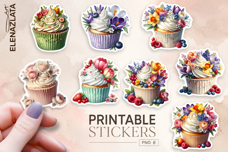 Cupcake Sticker Clipart, Sticker PNG Clipart