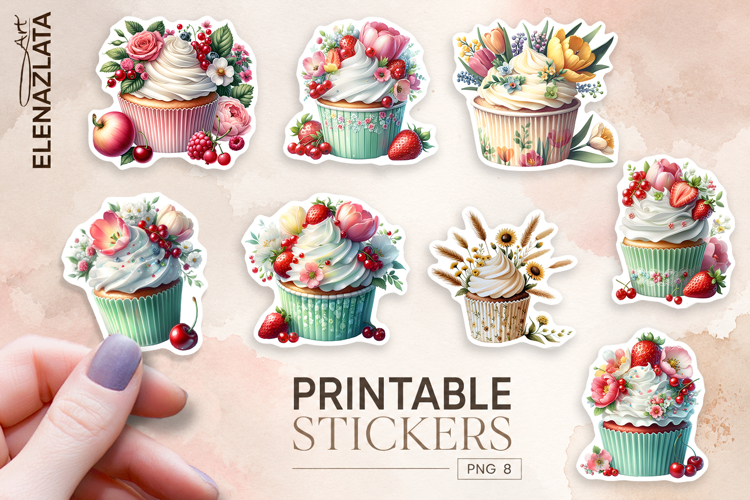 Cupcake Sticker Clipart, Sticker PNG Clipart