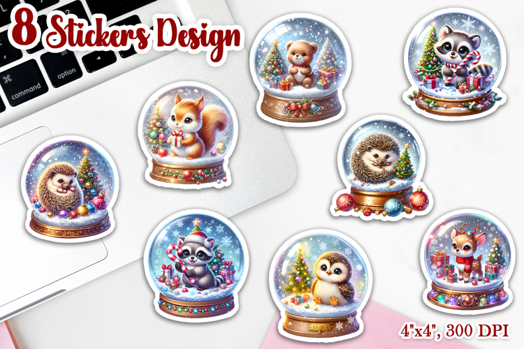 Animals Christmas ball Stickers | Christmas Stickers