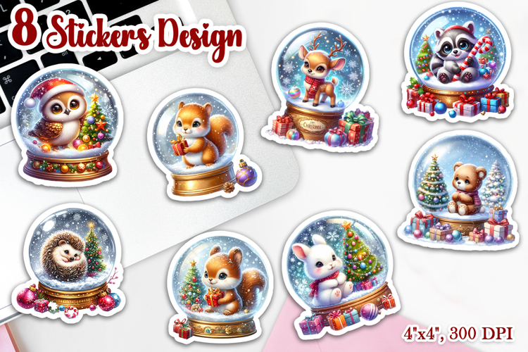 Animals Christmas ball Stickers | Christmas Stickers