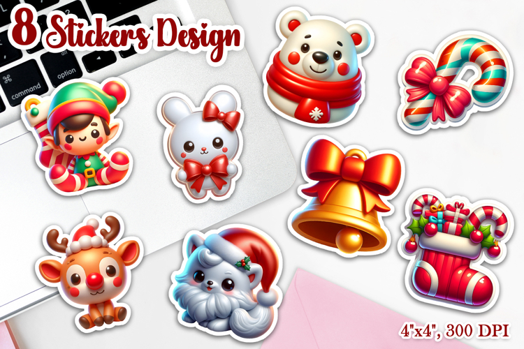 Cute christmas 3d Stickers | Christmas Stickers