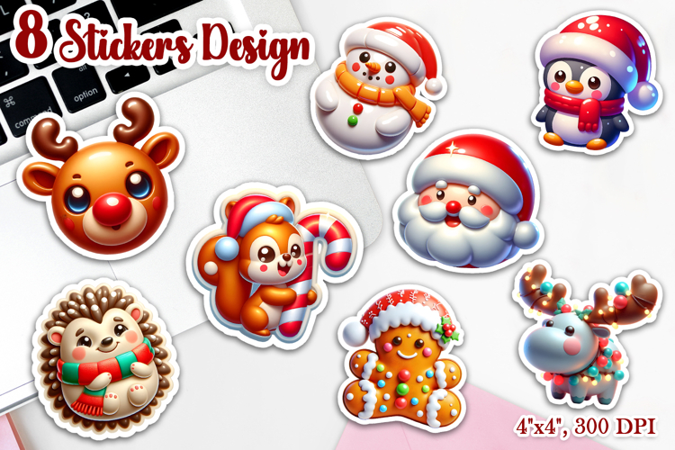 Cute christmas 3d Stickers | Christmas Stickers