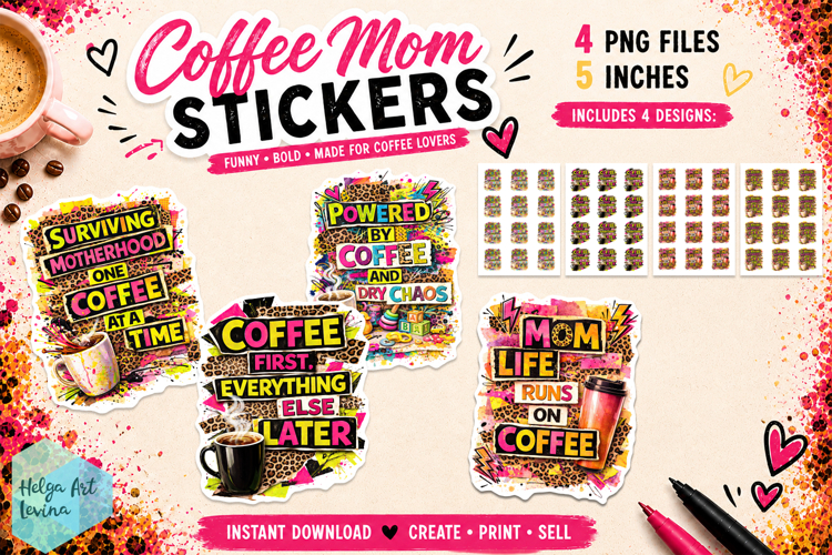 Stickers printable, Coffee Mom Life